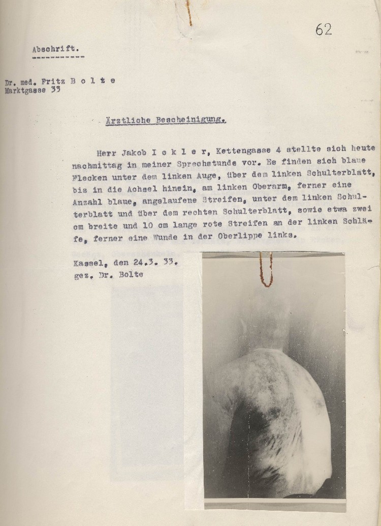 Ärztl. Bescheinigung vom 24.03.1933 (Anlage zum Schreiben MdL Paul Röhle vom 10.04.1933)
