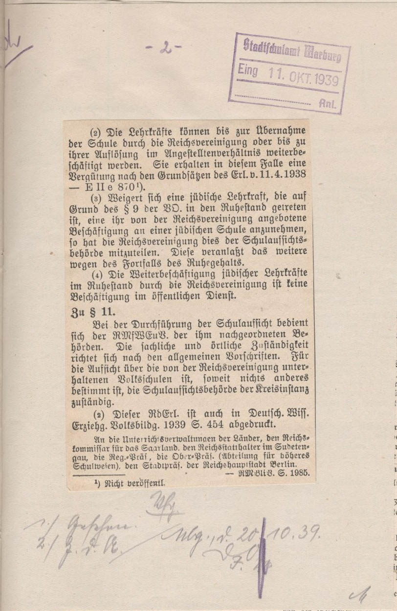 Ausführungen und Anwendungen zu Art. II der 10. VO zum Reichsbürgergesetz vom 4.7.1939 Bild zum Dokument Ausführungen und Anwendungen zu Art. II der 10. VO zum Reichsb