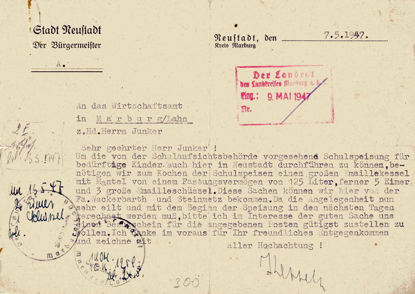 Bild zum Dokument Bitte des Neustädter Bürgermeisters um Bezugsschein für einen