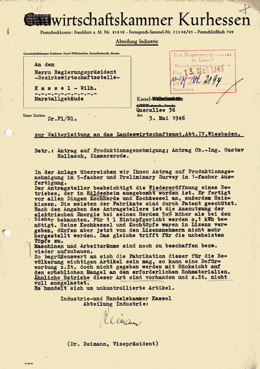 Bild zum Dokument Dr. Reimann, Vizepräsident der Wirtschaftskammer Kurhessen, an
