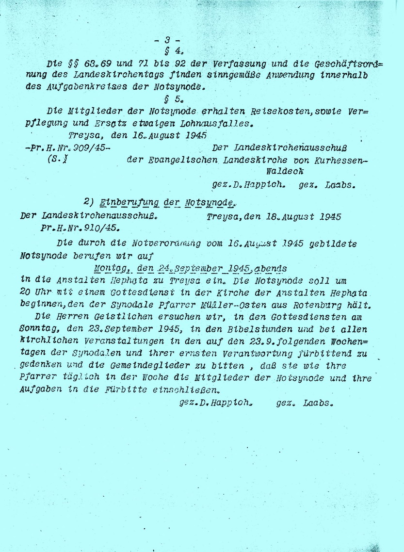 Bild zum Dokument Notverordnung über die Bildung einer Notsynode vom 16. August