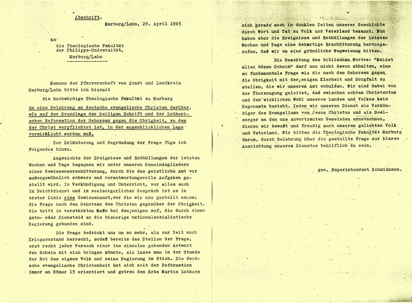 Bild zum Dokument Schreiben: Superintendent Gottfried Schmidmann an die Theologi