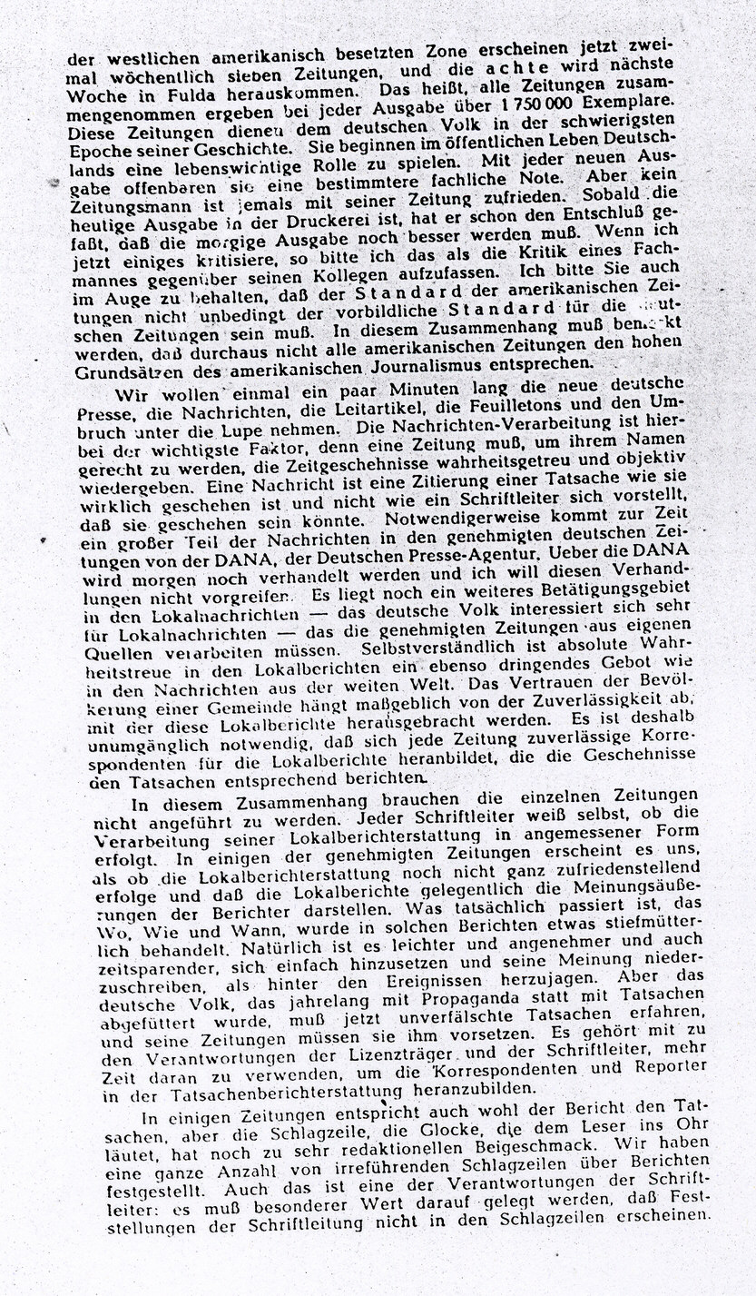 Bild zum Dokument Bericht Shepard Stones über den Aufbau der demokratischen Pres