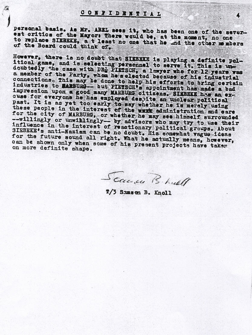 Bild zum Dokument Lagebericht zur Verwaltungssituation in Marburg, 28. Juni 1945