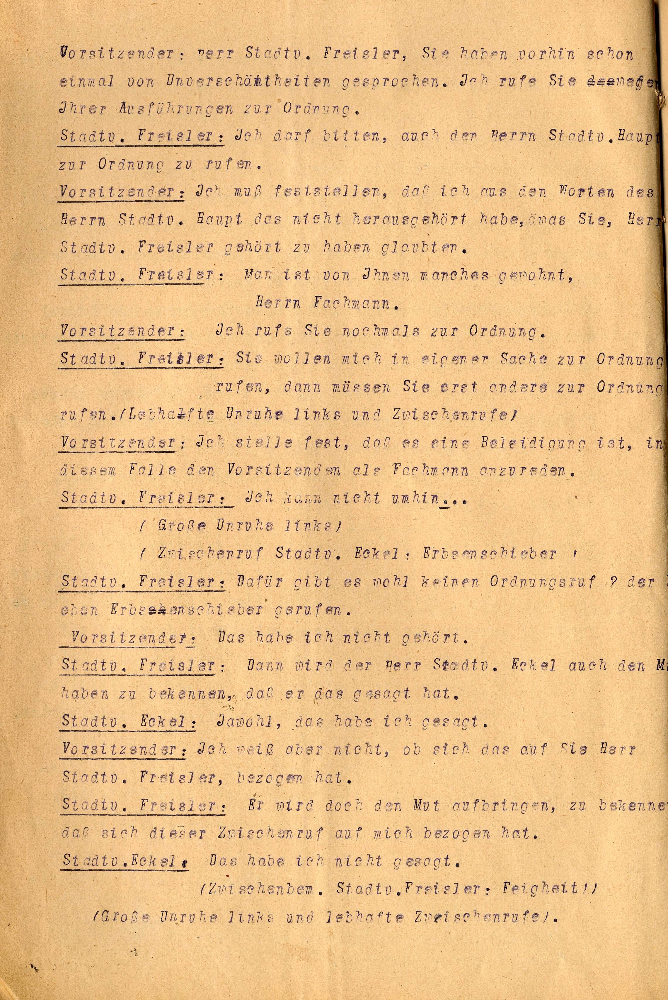 Stenographischer Bericht der 6. Stadtverordnetenversammlung Kassel vom 21. Juni 1926 (beglaubigte Abschrift vom 27.Febr. 1927)