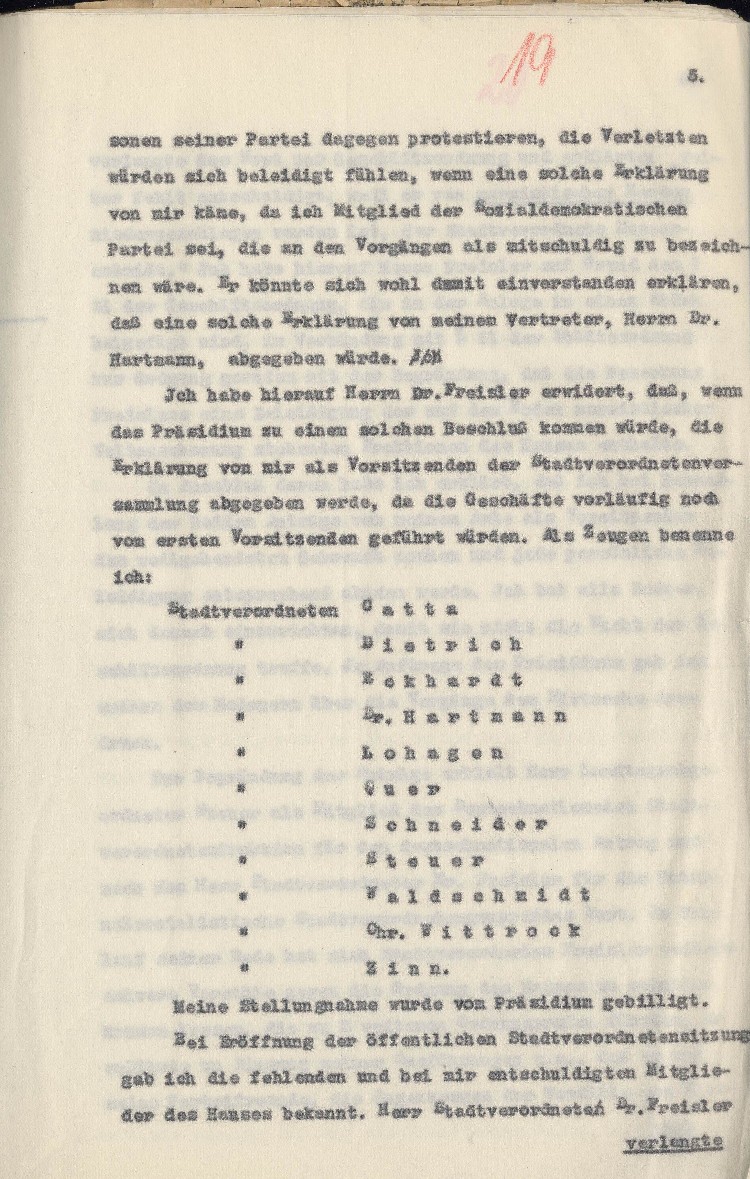 Bild zum Dokument Strafantrag des Stadtverordnetenvorstehers Kassel Hofacker geg