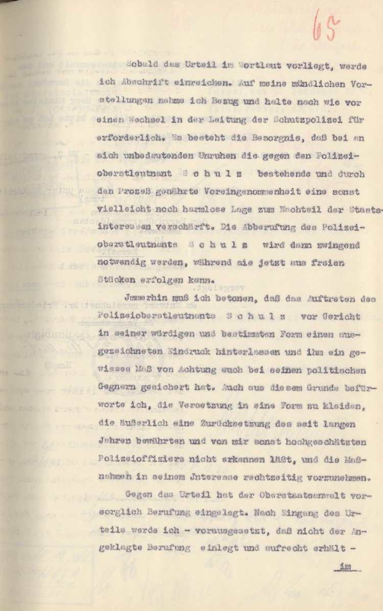 Bild zum Dokument Berichtserstattung zum Verlauf des Freisler-Prozesses an den p