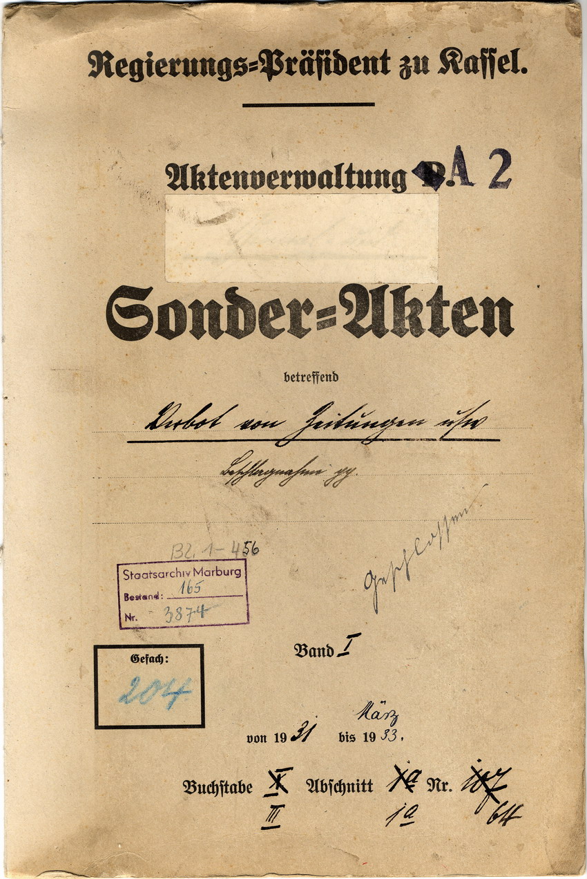 Aktendeckel Bild zum Dokument Gerichtsurteil: Veröffentlichungsverbot der nationalsozialisti