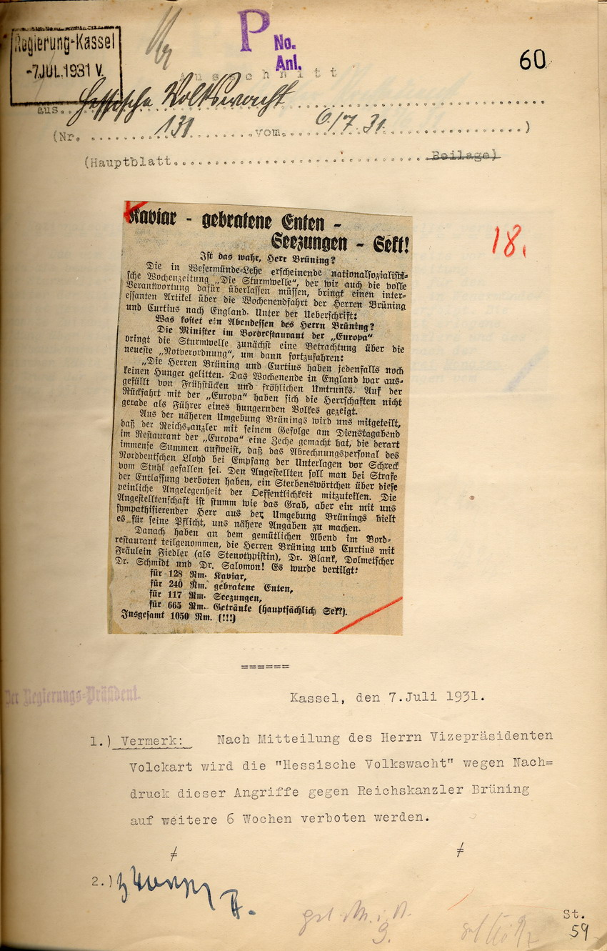 Bild zum Dokument Zeitungsartikel aus der "Hessischen Volkswacht" vom 6. Juli 1