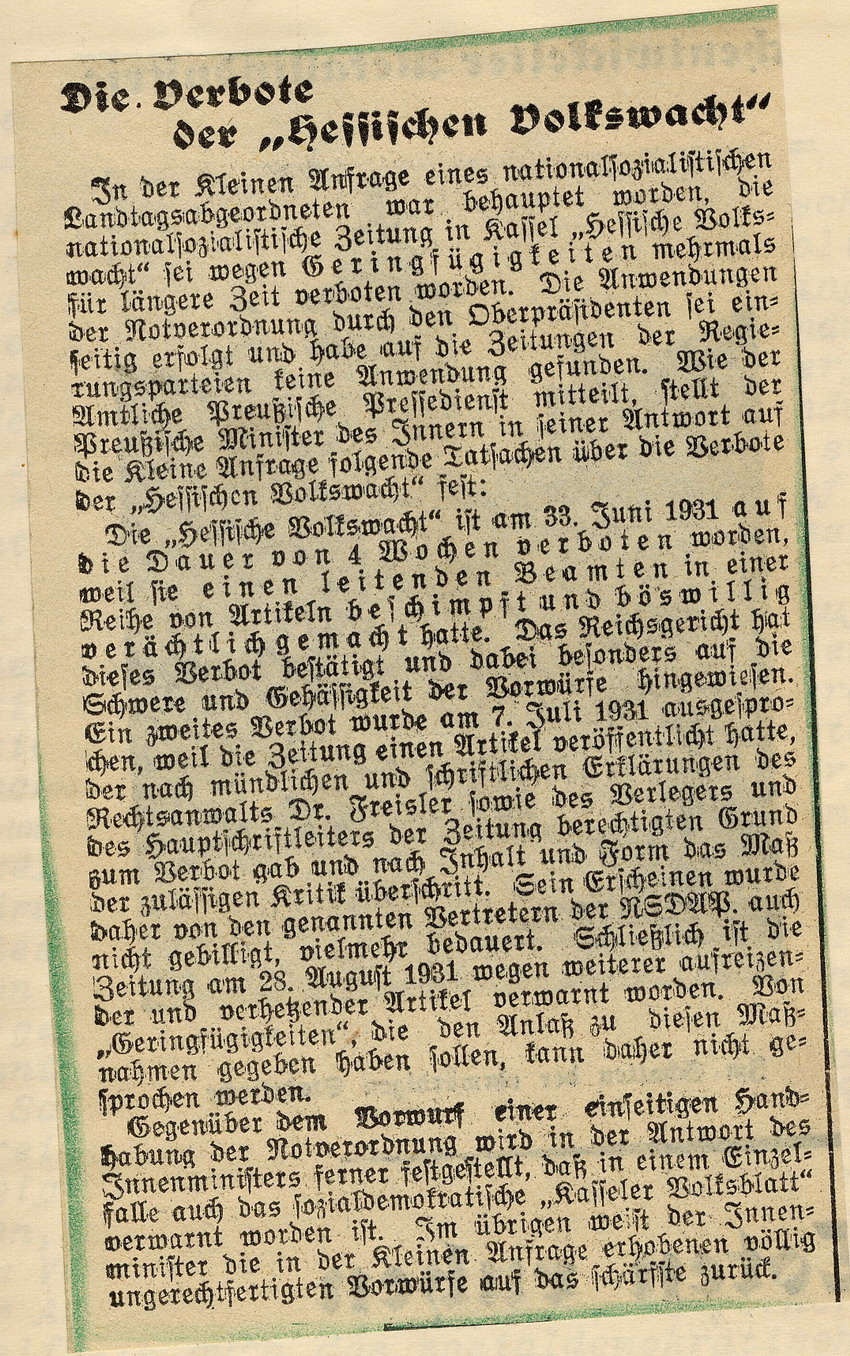 Bild zum Dokument Öffentliche Stellungnahme des Innenministers zum Verbot der na
