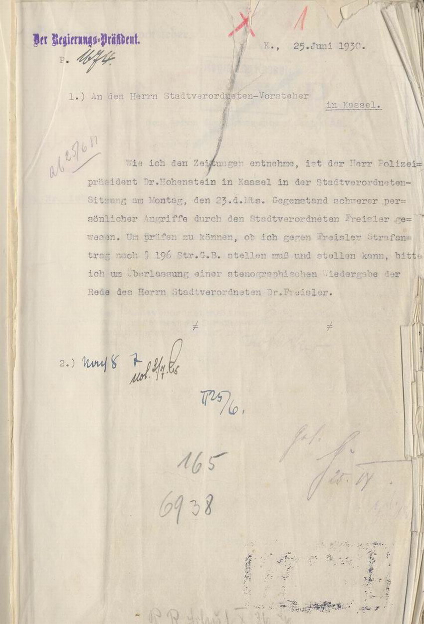 Korrespondenz (1) Bild zum Dokument Amtliche Korrespondenz über die stenographische Niederschrift