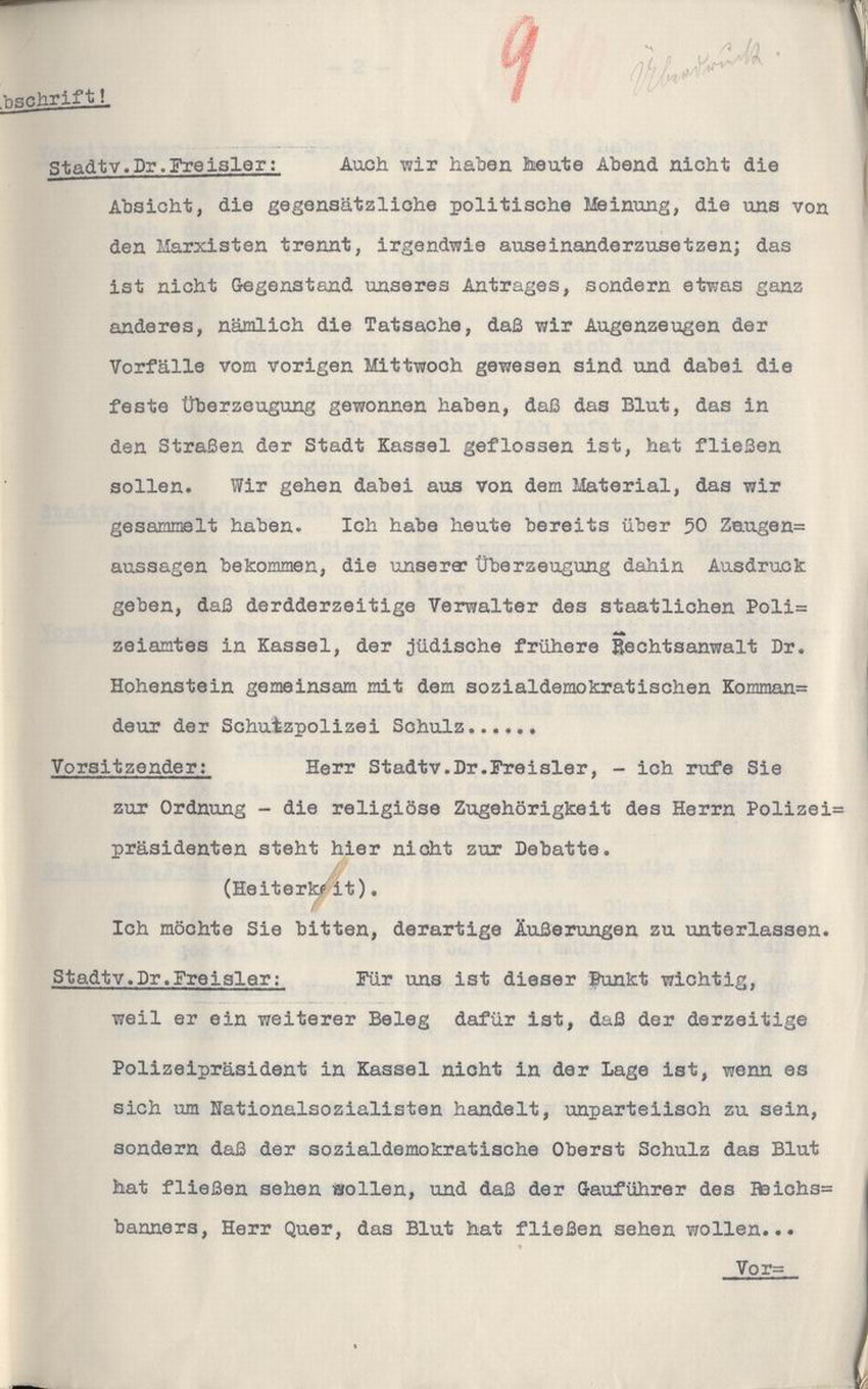Bild zum Dokument Stenographische Niederschrift der Stadtverordnetenvesammlung i