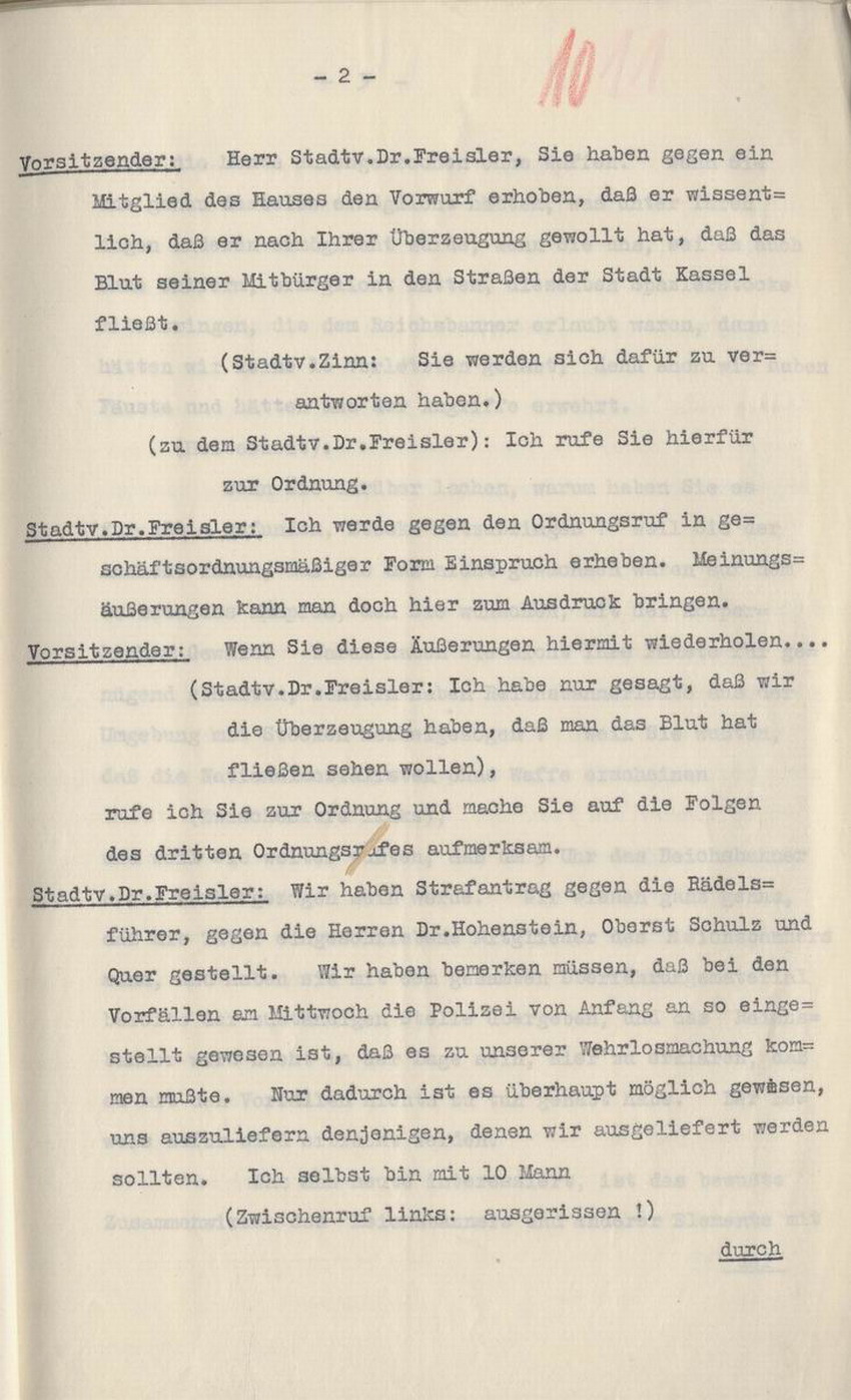 Bild zum Dokument Stenographische Niederschrift der Stadtverordnetenvesammlung i
