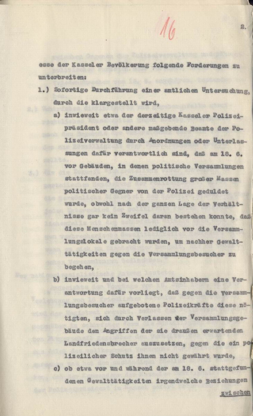 Bild zum Dokument Strafantrag des Stadtverordnetenvorstehers Hofacker gegen Frei