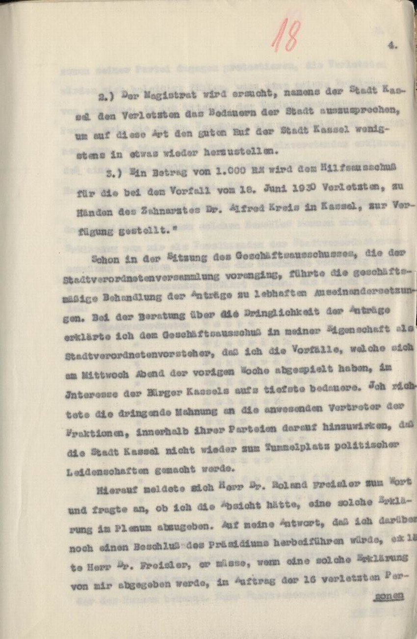 Bild zum Dokument Strafantrag des Stadtverordnetenvorstehers Hofacker gegen Frei