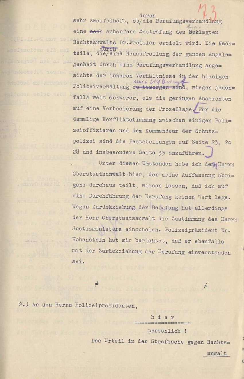 Bild zum Dokument Bericht des Regierungspräsidenten an den Preußischen Minister