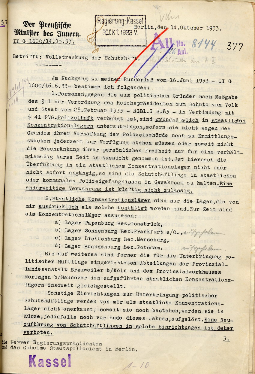 Bestimmungen Schutzhaft (1) Bild zum Dokument Bestimmungen des Innenministers zur Vollstreckung der Schutzha