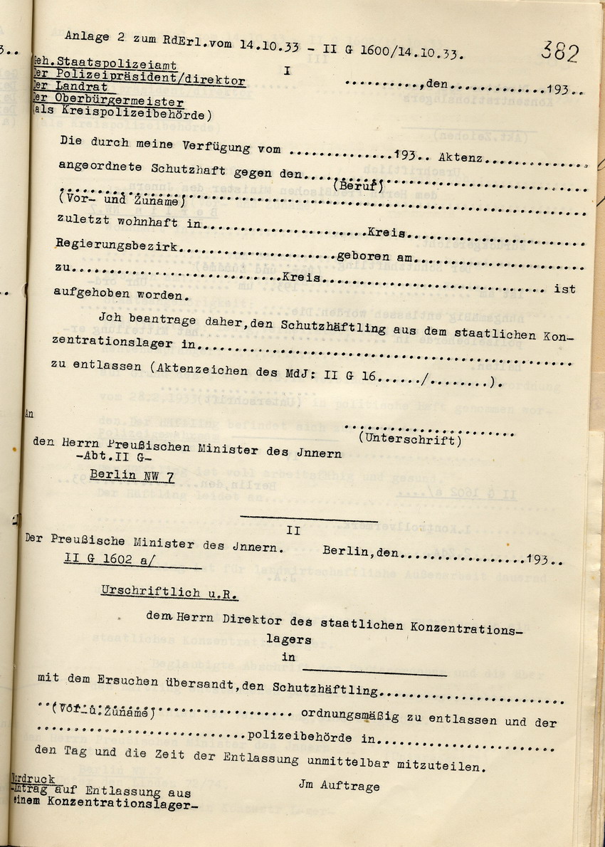 Entlassungsantrag (1) Bild zum Dokument Zweite Anlage zu den Bestimmungen des Innenministers zur Volls