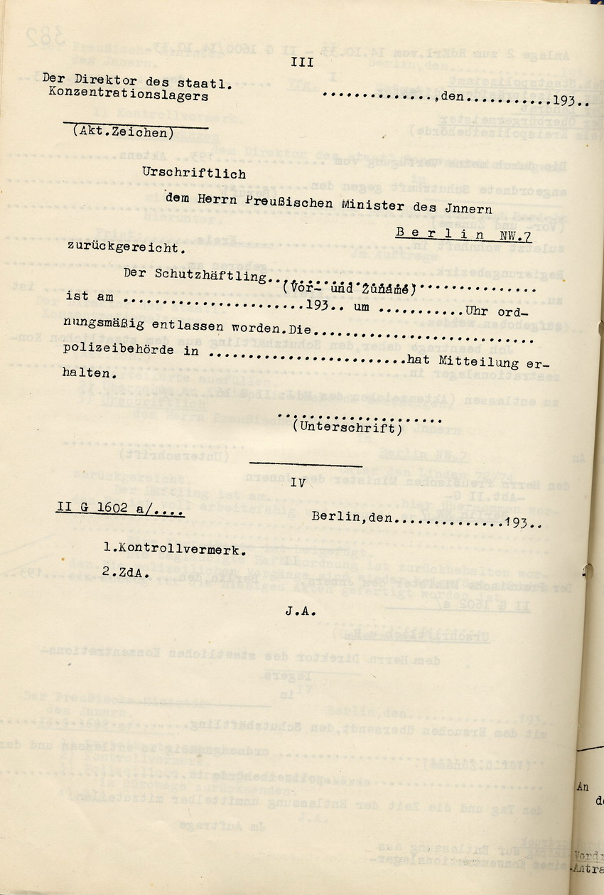 Entlassungsantrag (2) Bild zum Dokument Zweite Anlage zu den Bestimmungen des Innenministers zur Volls