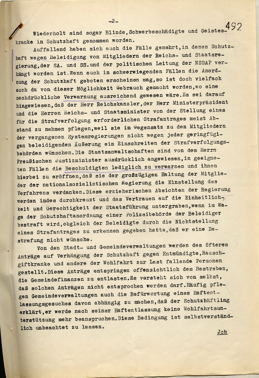 Überprüfung Schutzhaftmaßnahmen (2) Bild zum Dokument Anordnung des Innenministers zur Überprüfung der Schutzhaftord