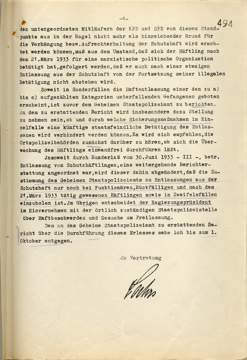Überprüfung Schutzhaftmaßnahmen (4) Bild zum Dokument Anordnung des Innenministers zur Überprüfung der Schutzhaftord