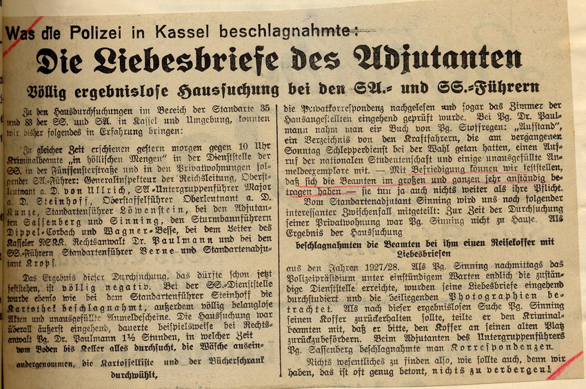 Bild zum Dokument Pressekommentare aus der "Hessischen Volkswacht" über die Haus
