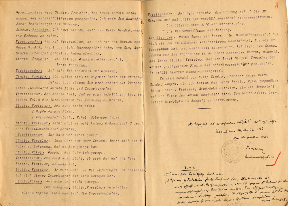 Steno (4) Bild zum Dokument Stenographischer Bericht der Kasseler Stadtverordnetenversamml