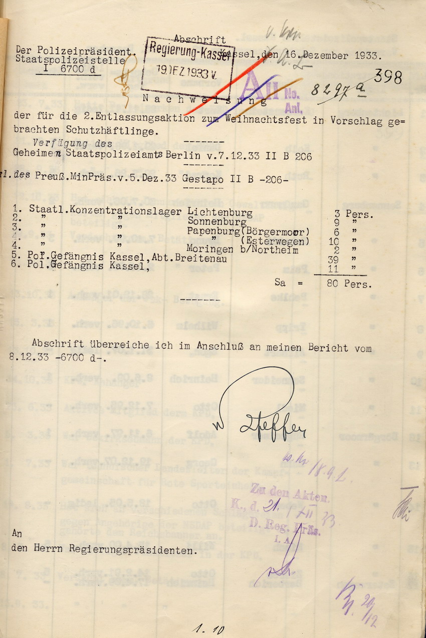 Anschreiben Nachweisung Entlassungsaktion Bild zum Dokument Nachweisung der für die zweite Entlassungsaktion zu Weihnachte