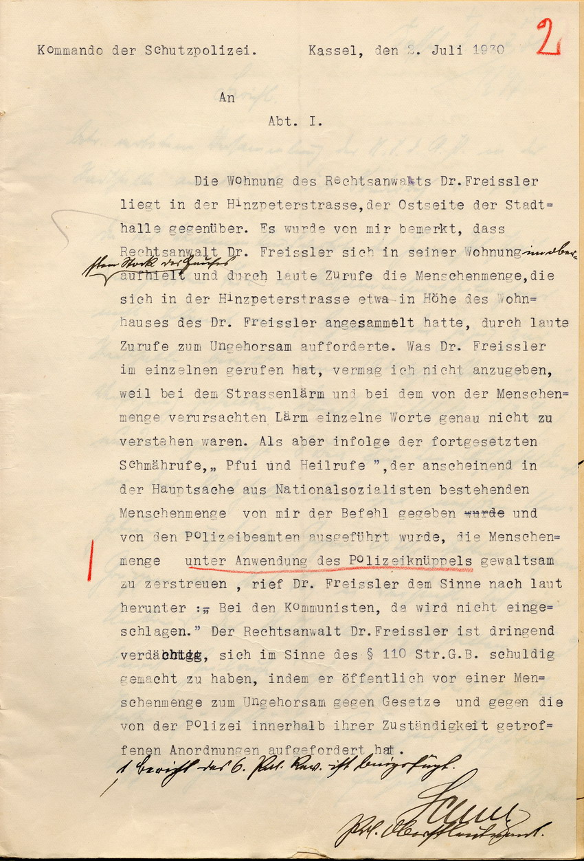Bild zum Dokument Verdacht auf Landfriedensbruch: Bericht des Kommandos der Schu