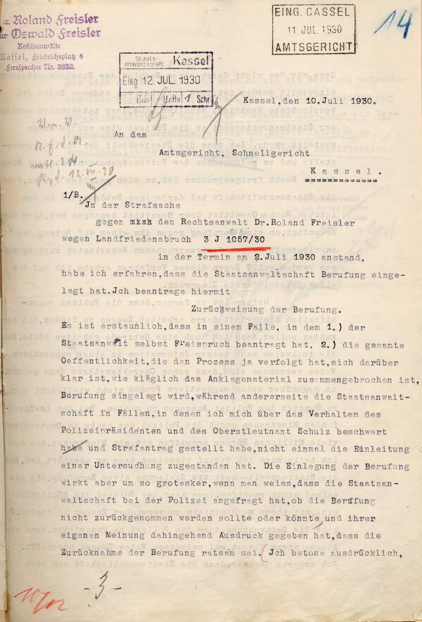 Antrag (1) Bild zum Dokument Antrag der Anwälte Freisler beim Amtsgericht: Zurückweisung de