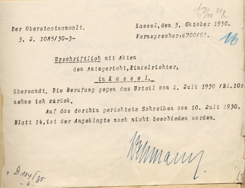 Rücknahme der Berufung Bild zum Dokument Der Oberstaatsanwalt nimmt die Berufung im Fall Freisler zurüc