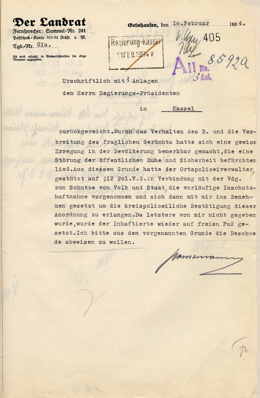 Antwort Landrat (3) Bild zum Dokument Reaktion des Landrates auf die Beschwerde des SA-Sturmmannes