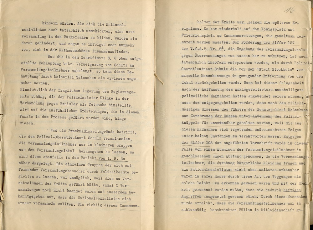 Bild zum Dokument Stellungnahme des Polizeipräsidenten zu der NSDAP-Parteikundg