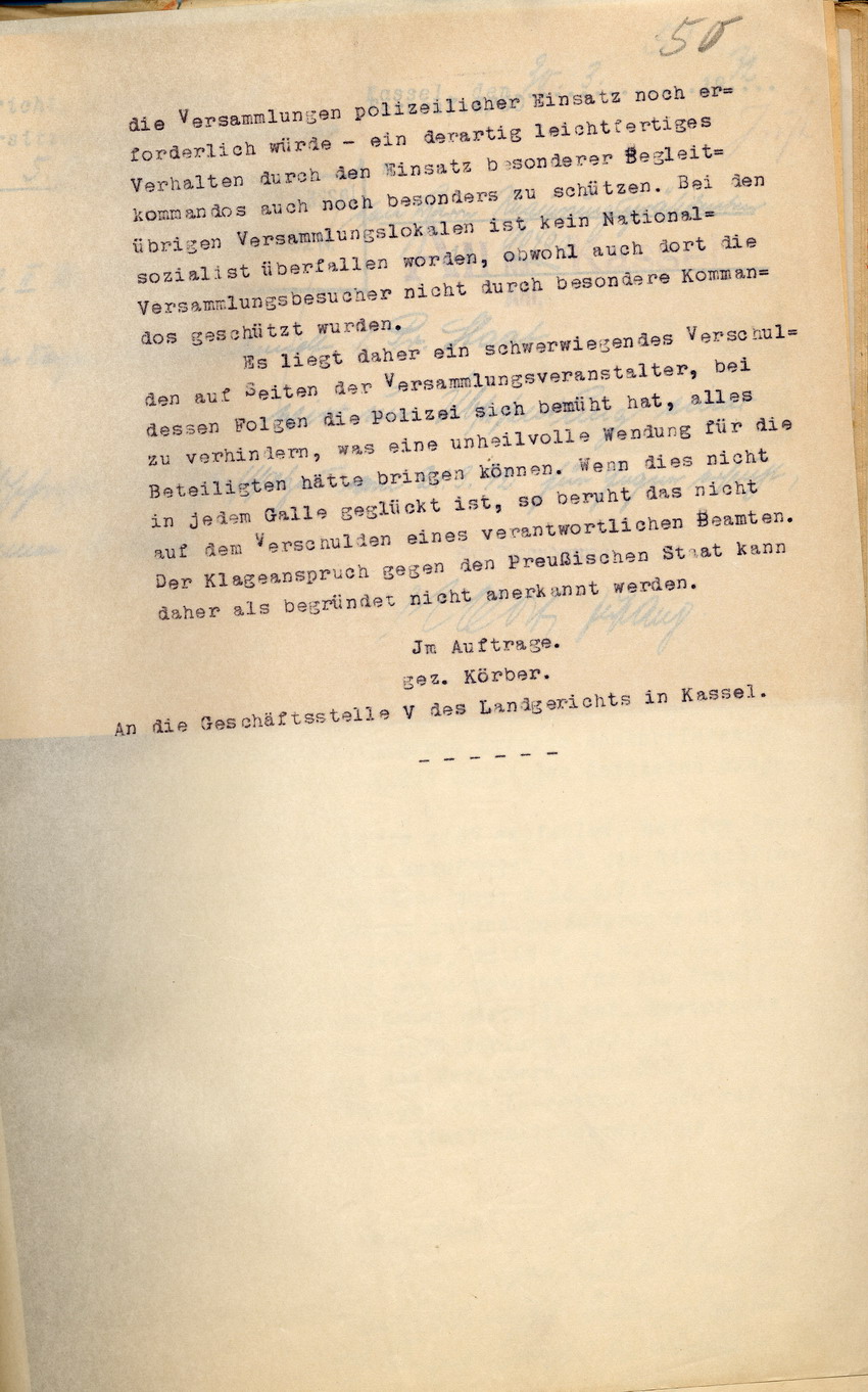 Bild zum Dokument Stellungnahme des Regierungspräsidenten im Verfahren der Witwe