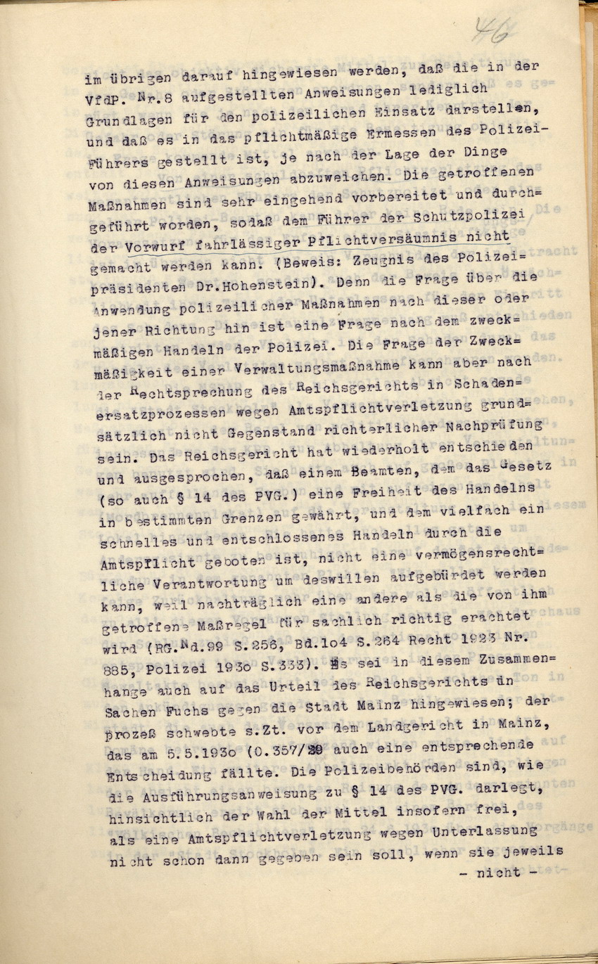 Bild zum Dokument Stellungnahme des Regierungspräsidenten im Verfahren der Witwe