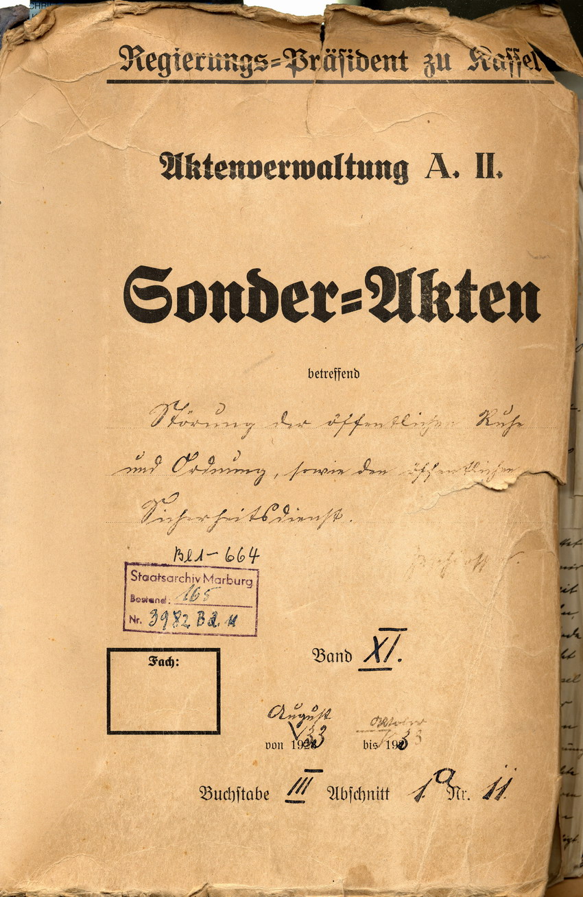 Aktendeckel Bild zum Dokument Brief der Ehefrau des ehemaligen Polizeipräsidenten Hohenstein