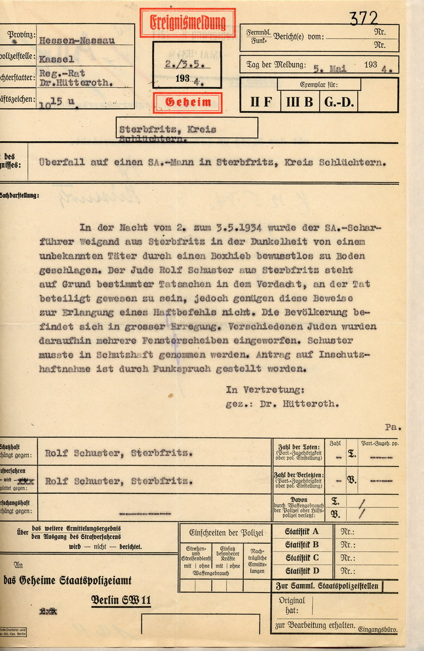 Ereignismeldung Bild zum Dokument Ereignismeldung des Regierungsrates zu einem Überfall auf eine
