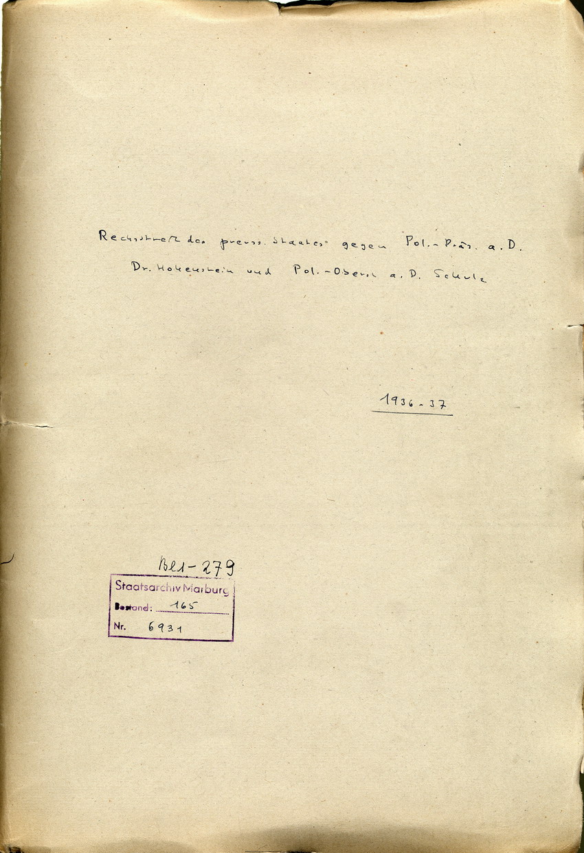 Aktendeckel Bild zum Dokument Mitteilung der Dienststrafkammer Koblenz an den Regierungspäsi