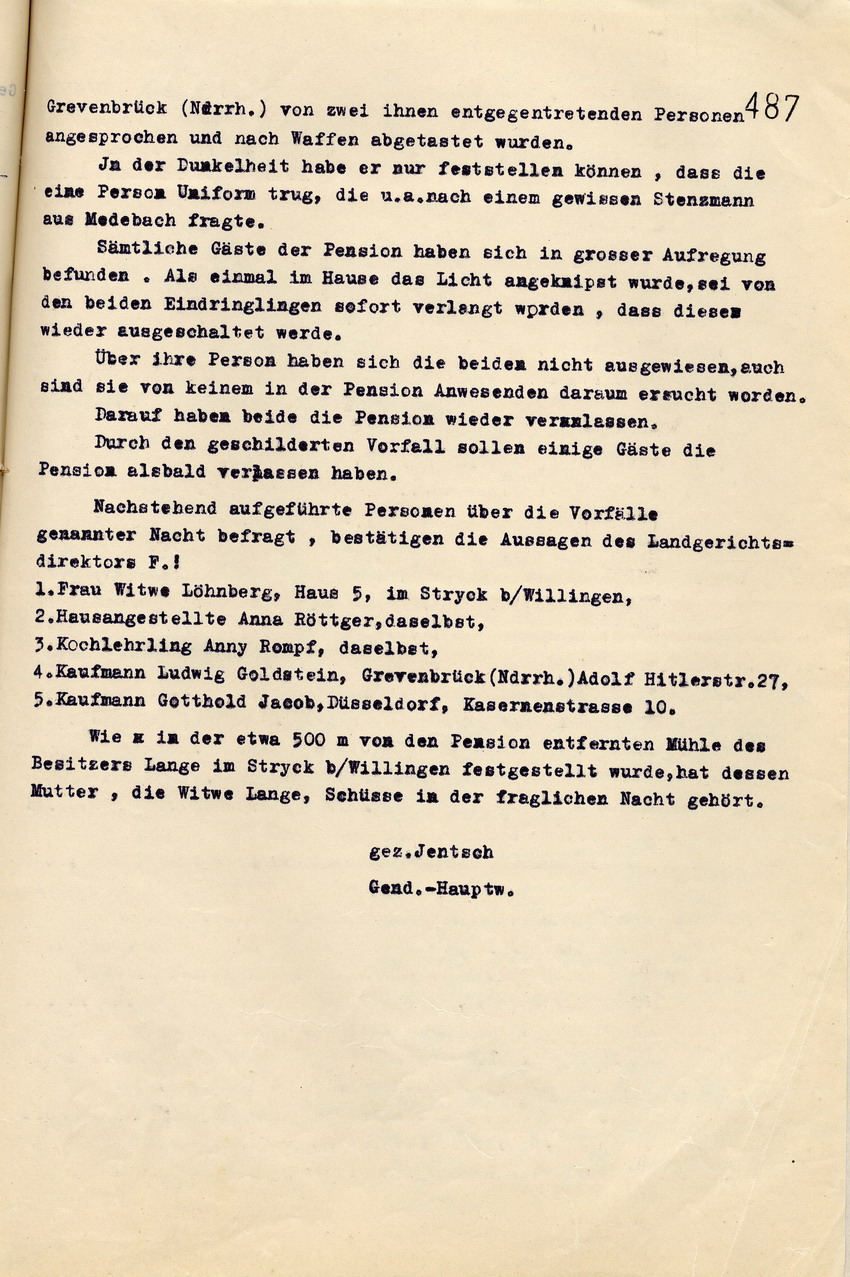 Bericht Jentsch (2) Bild zum Dokument Meldung der Gendarmerie an den Landrat zu der Ruhestörung und