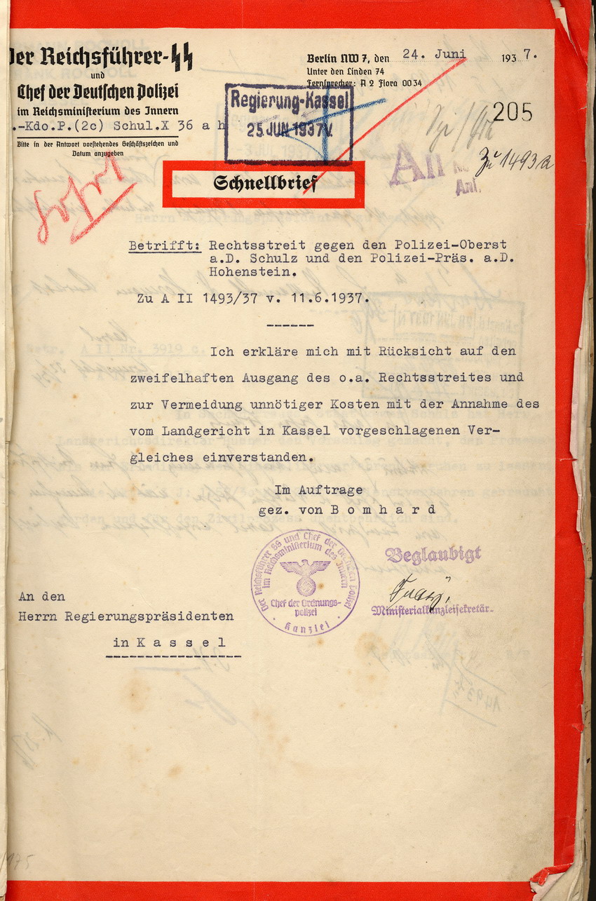 Bild zum Dokument Schreiben des Reichsführers SS: Einverständniserklärung mit de