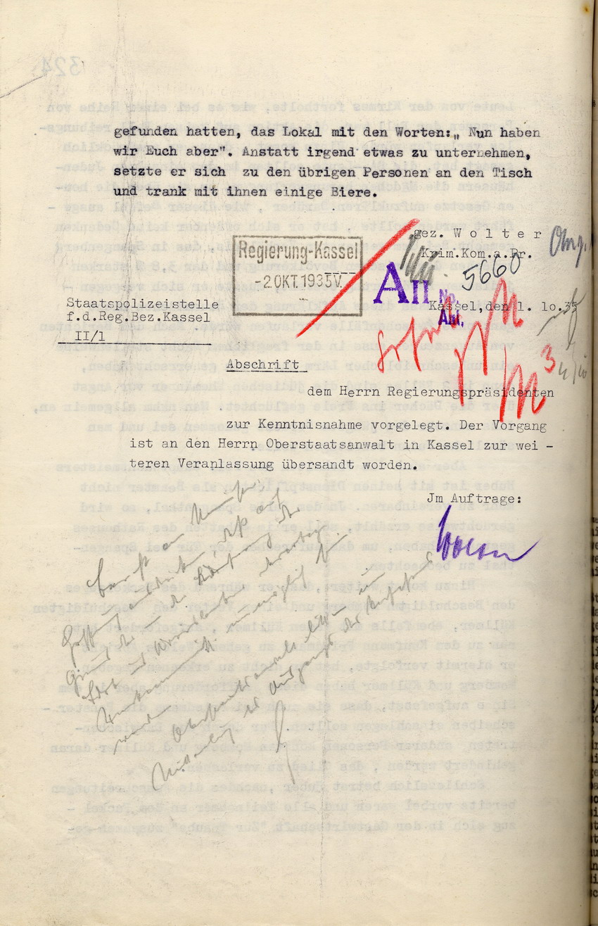 Bericht Staatspolizei (5) Bild zum Dokument Ausführlicher Bericht der Staatspolizeistelle Kassel über die