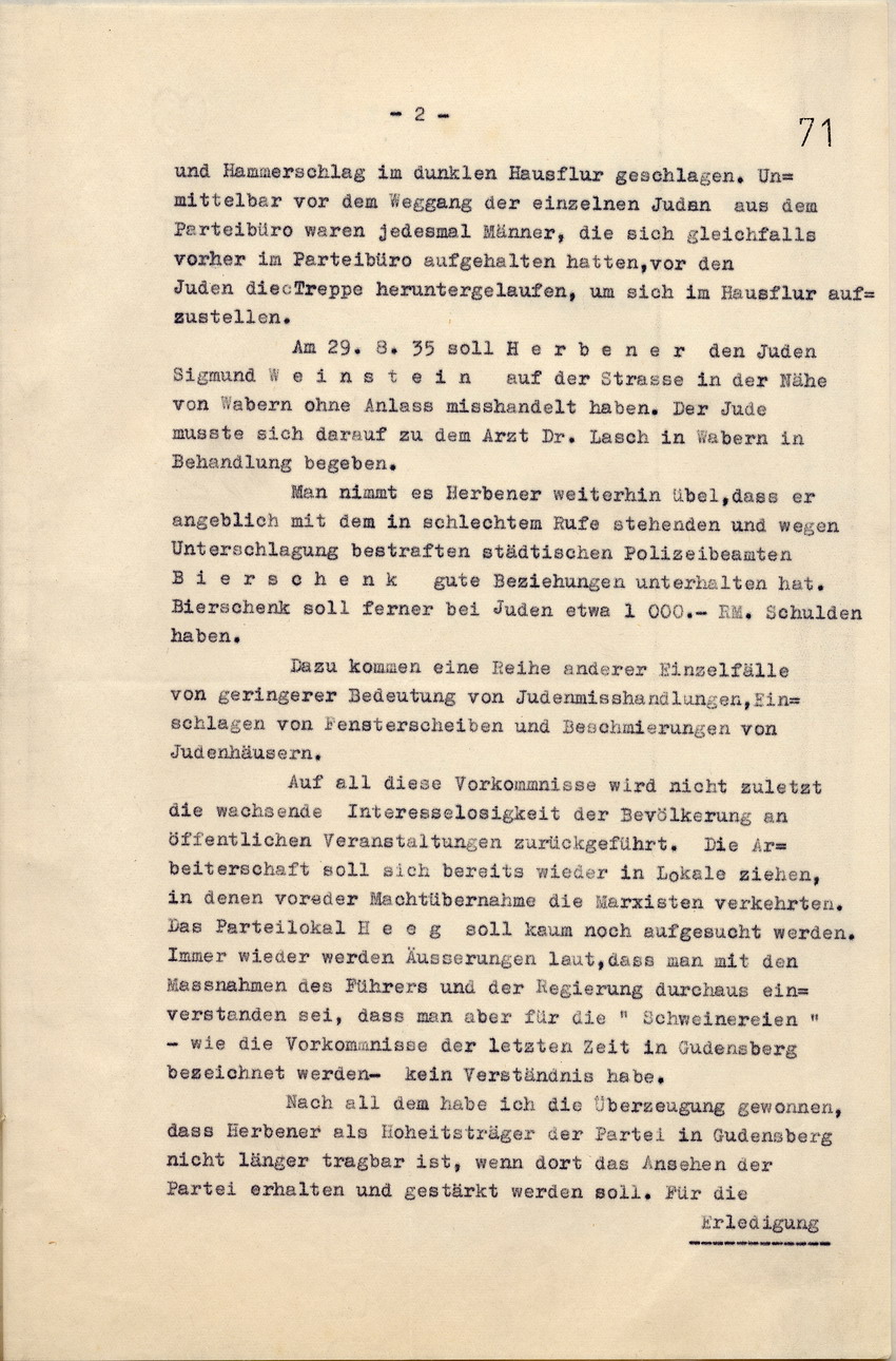 Beschwerde (2) Bild zum Dokument Beschwerde der Staatspolizeistelle Kassel über zunehmende Miss