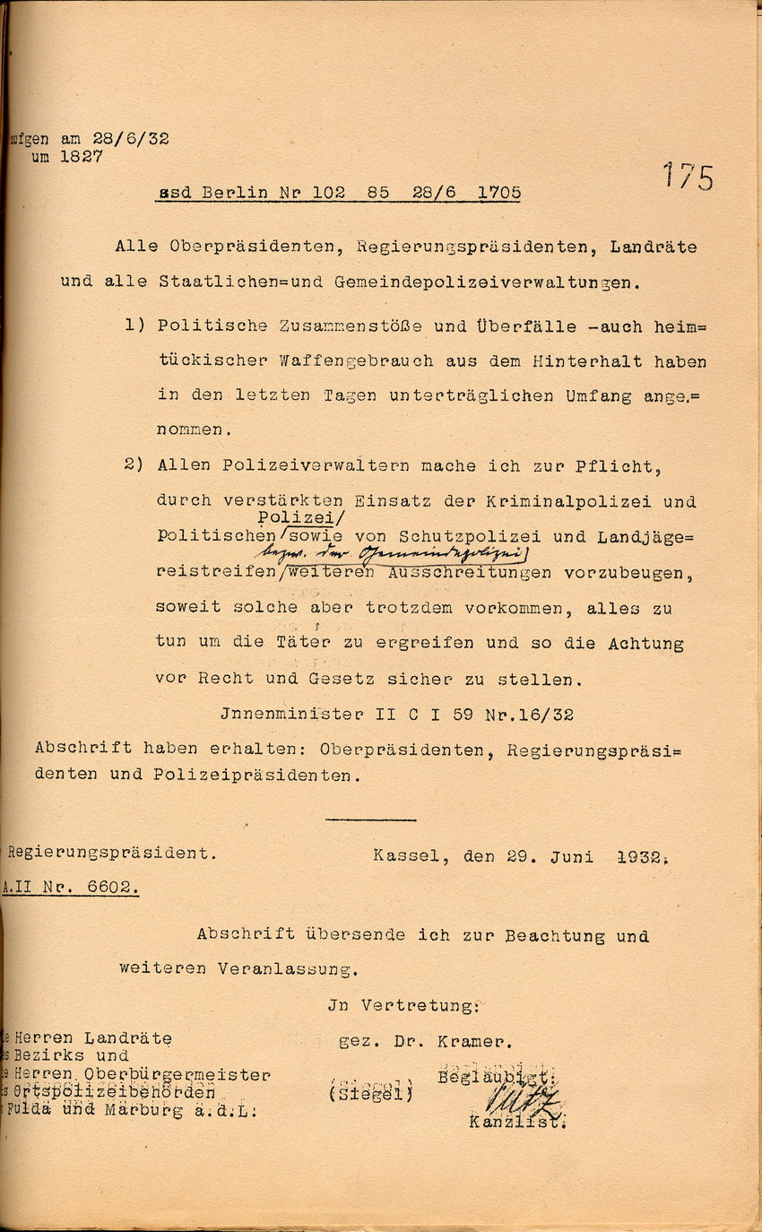 Mitteilung Innenminister (2) Bild zum Dokument Mitteilung des Innenministers, dass politische Zusammenstöße i