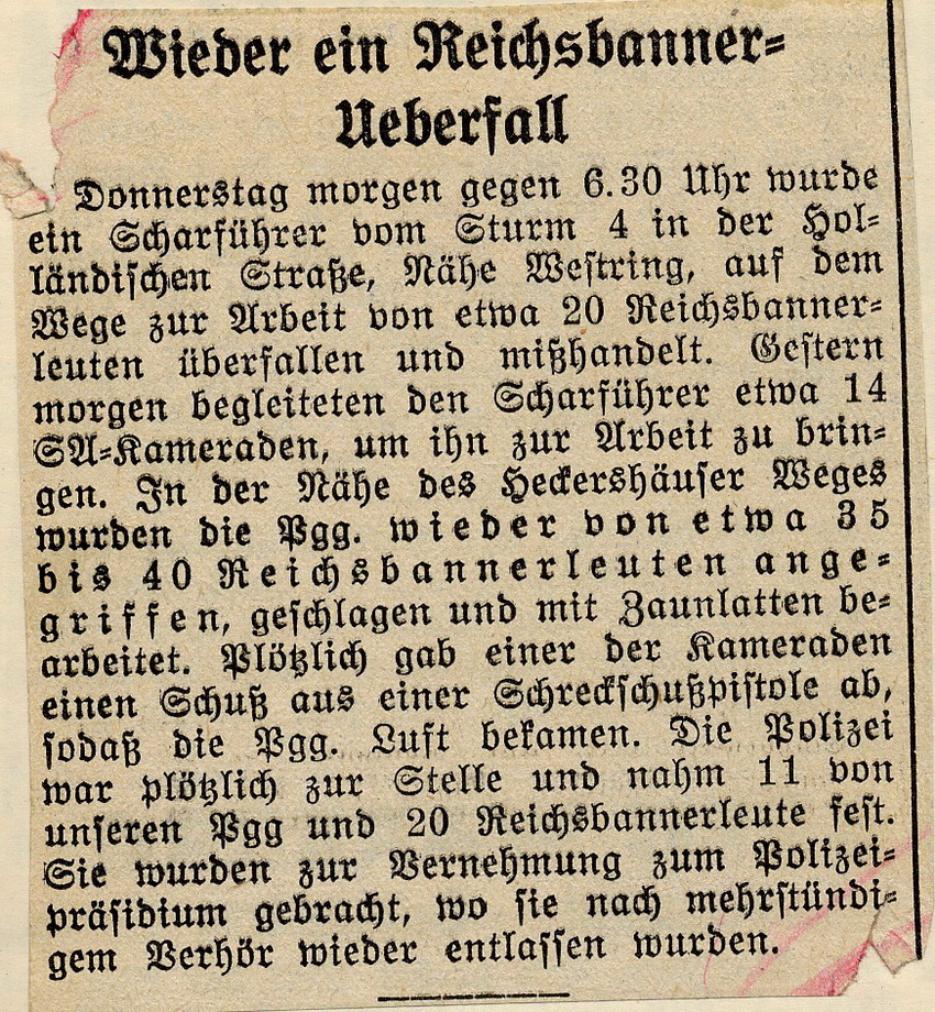 Ausschnitt Hessische Volkswacht Nr. 143 Bild zum Dokument Zeitungsartikel der Hessischen Volkswacht "Wieder ein Reichsba