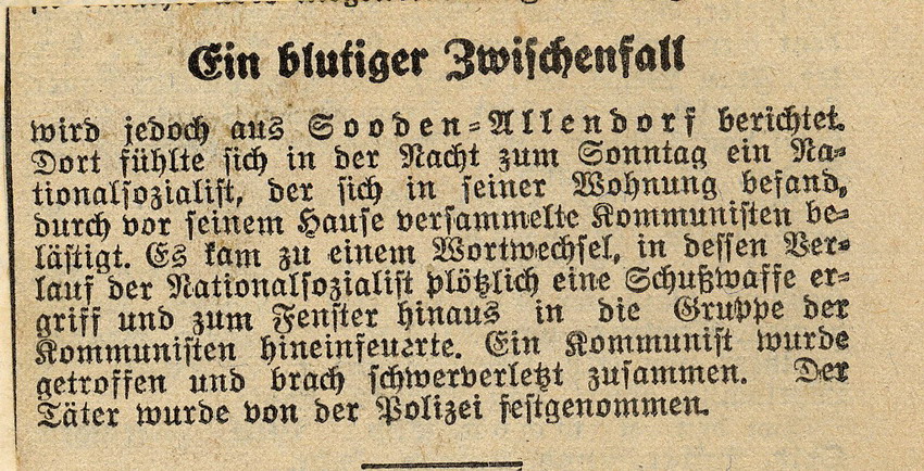 Ausschnitt Kasseler Neueste Nachrichten Bild zum Dokument Zeitungsartikel der Kasseler Neuesten Nachrichten "Ein blutige