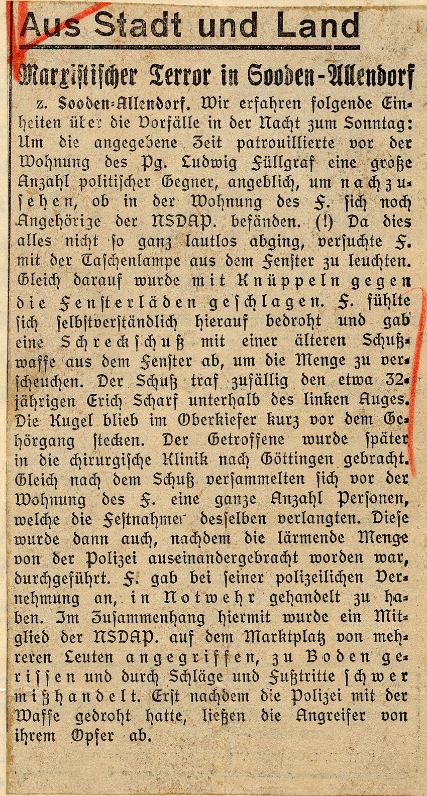 Ausschnitt Hessische Volkswacht Nr. 82 Bild zum Dokument Zeitungsartikel der Hessischen Volkswacht "Marxistischer Terro
