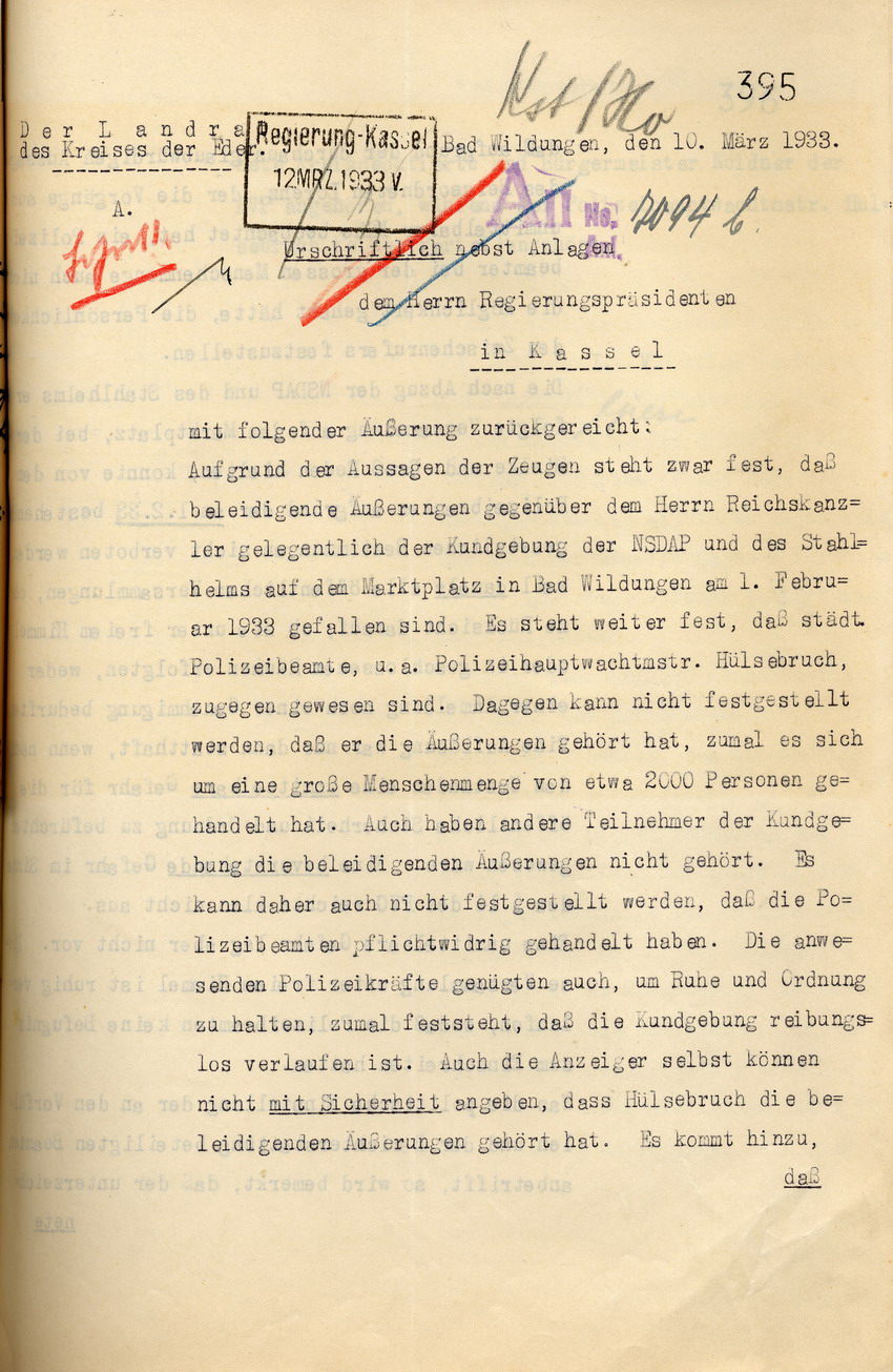Bericht Landrat (1) Bild zum Dokument Bericht des Landrates über Ermittlungen zu politischen Auseina