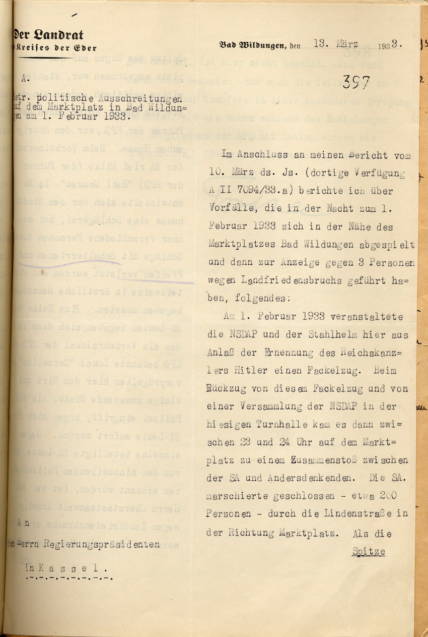 Bericht Landrat (1) Bild zum Dokument Bericht des Landrates über Auseinandersetzungen zwischen Natio