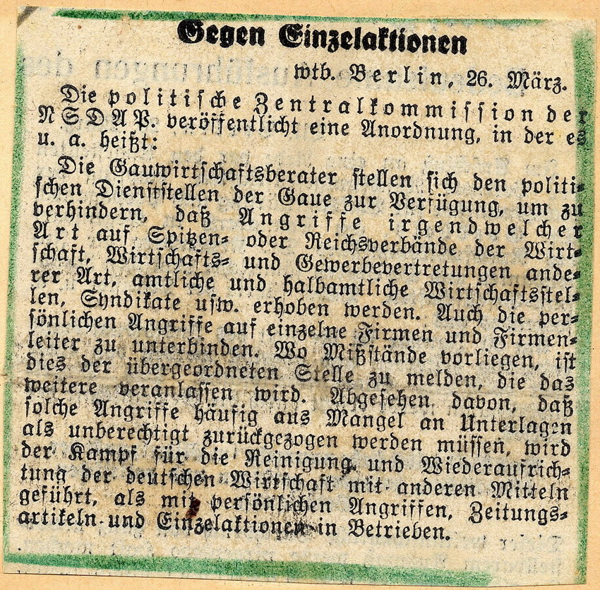 Ausschnitt Kasseler Post Nr. 86 Bild zum Dokument Zeitungartikel aus der Kasseler Post "Gegen Einzelaktionen", K