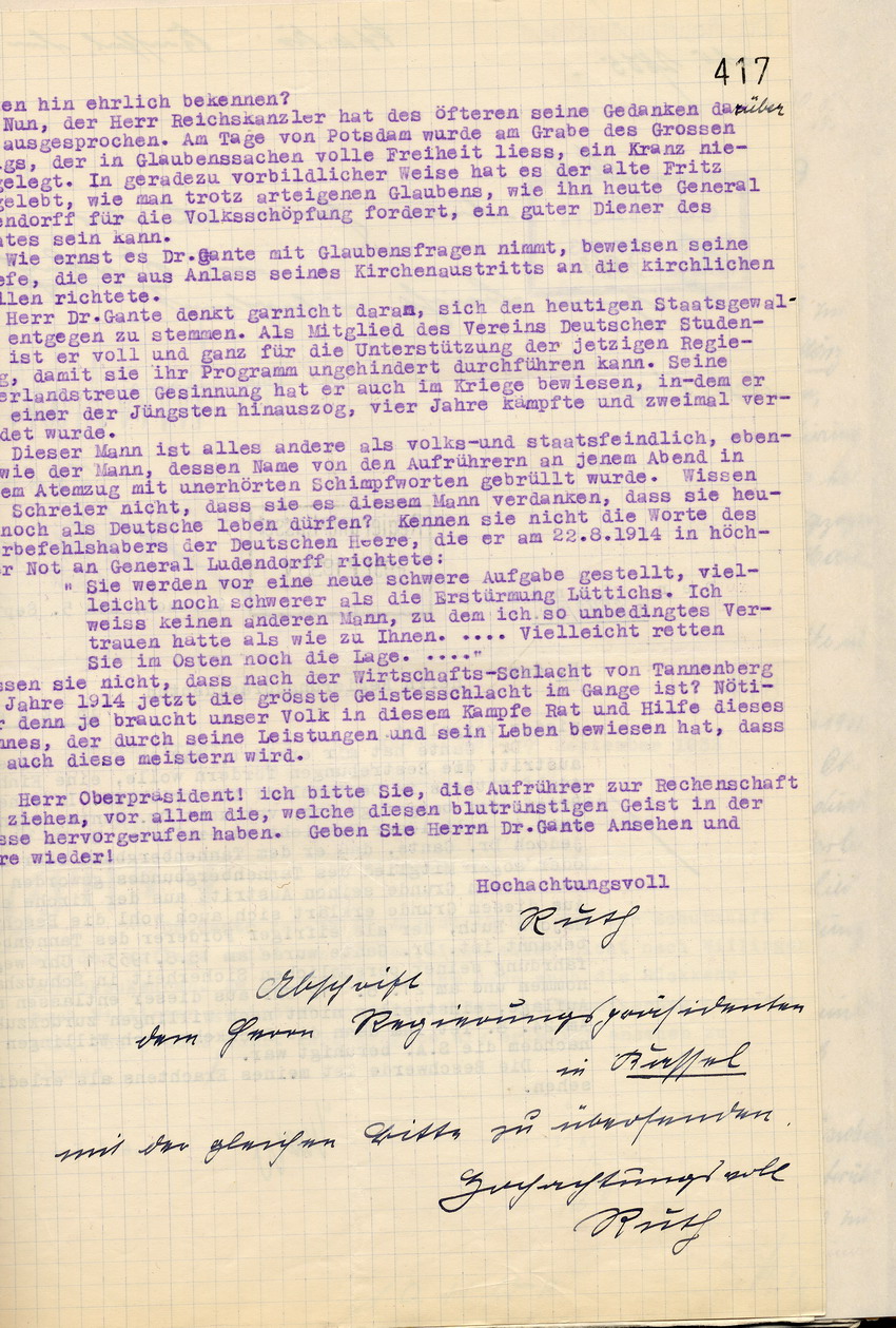 Beschwerde (2) Bild zum Dokument Beschwerde des Majors a.D. Ruth über die Behandlung Dr. Gantes